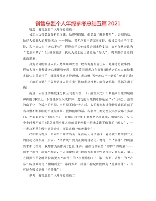 销售总监个人年终参考总结五篇2024 