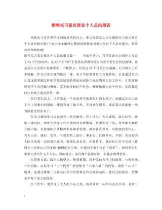 销售实习鉴定报告个人总结报告 