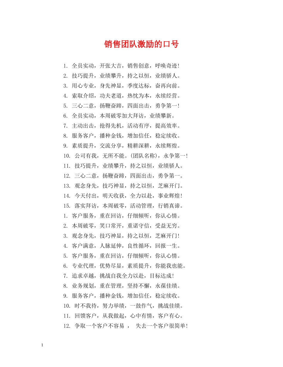 销售团队激励的口号 (2) _第1页