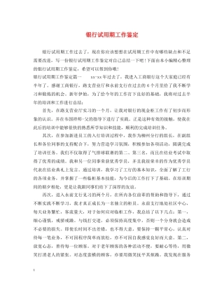 银行试用期工作鉴定 