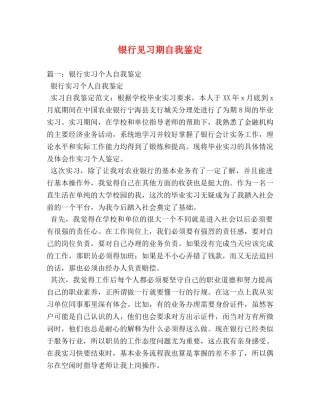 银行见习期自我鉴定 (2) 