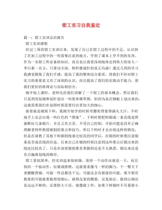 钳工实习自我鉴定 