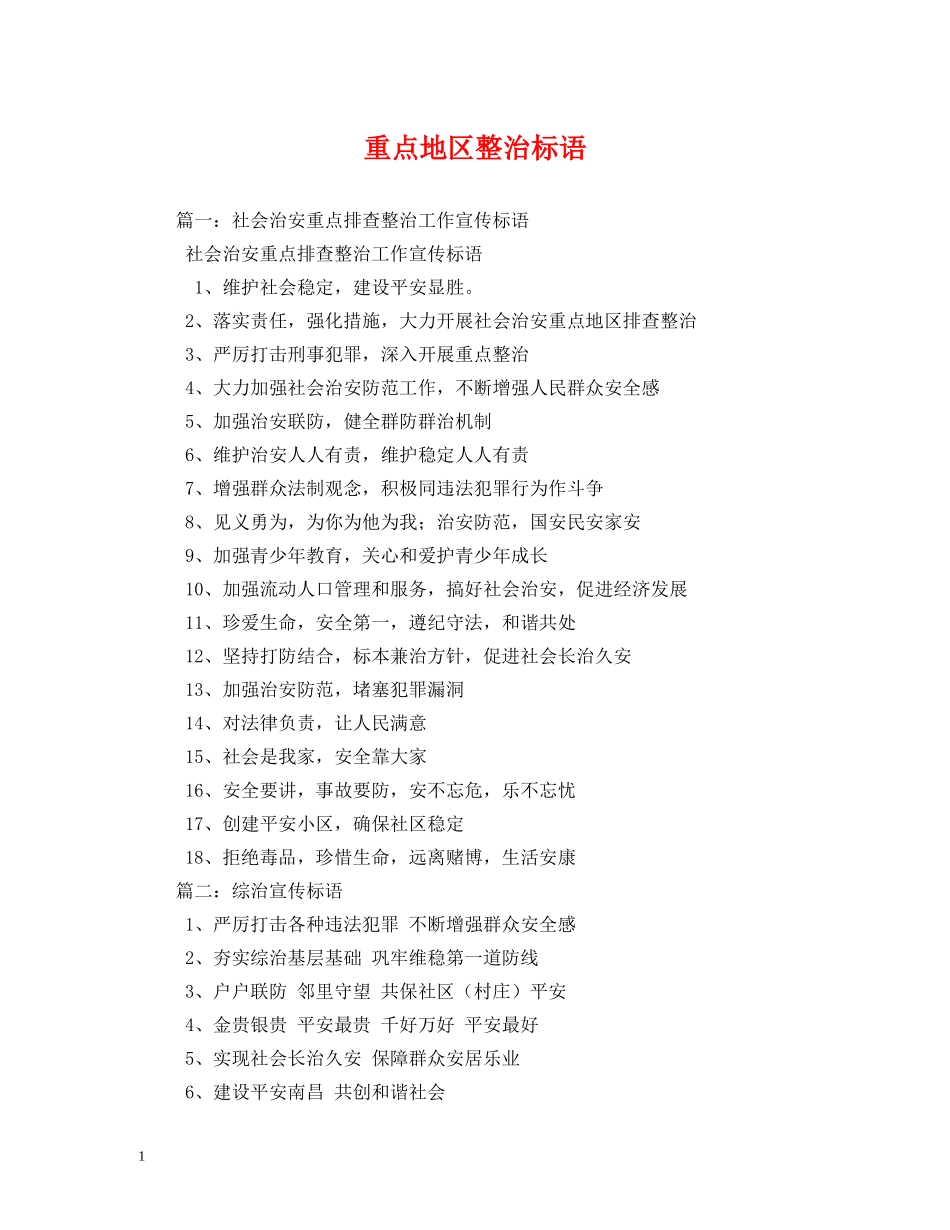 重点地区整治标语 _第1页