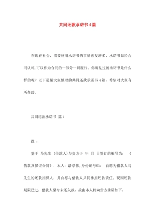共同还款承诺书4篇