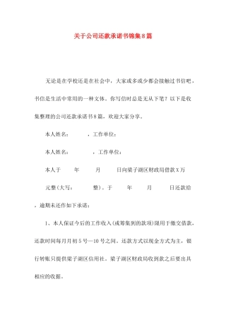 公司还款承诺书锦集8篇