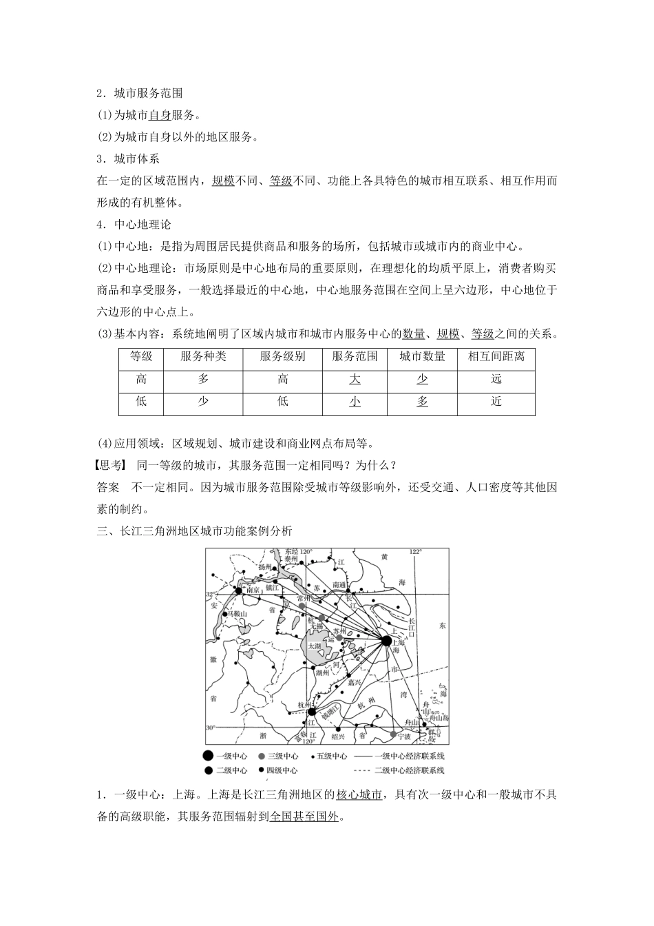 高中地理 第2单元 城市与地理环境 第二节 城市区位与城市体系导学案 鲁教版必修2-鲁教版高一必修2地理学案_第2页
