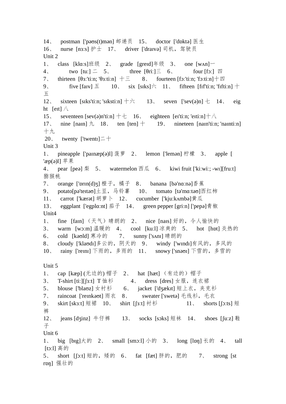 人教精通版小学英语3-6年级单词词汇表_第3页