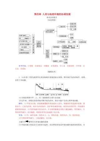 高中地理 第四章 人类与地理环境的协调发展章末总结提升学案 中图版必修2-中图版高一必修2地理学案