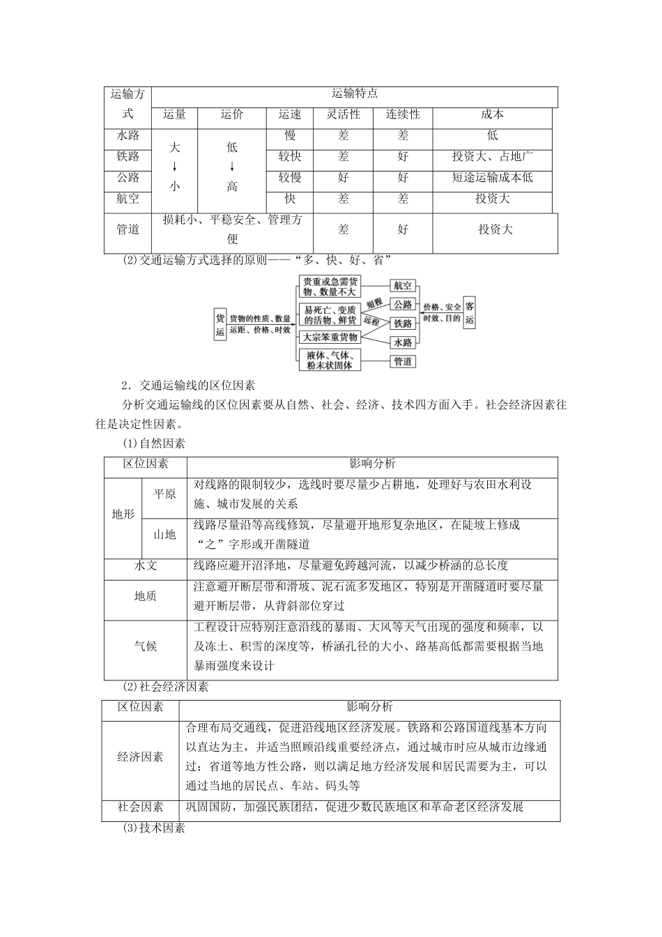 高中地理 第4章 区域发展战略 第1节 交通运输与区域发展学案 湘教版必修第二册-湘教版高一第二册地理学案_第3页