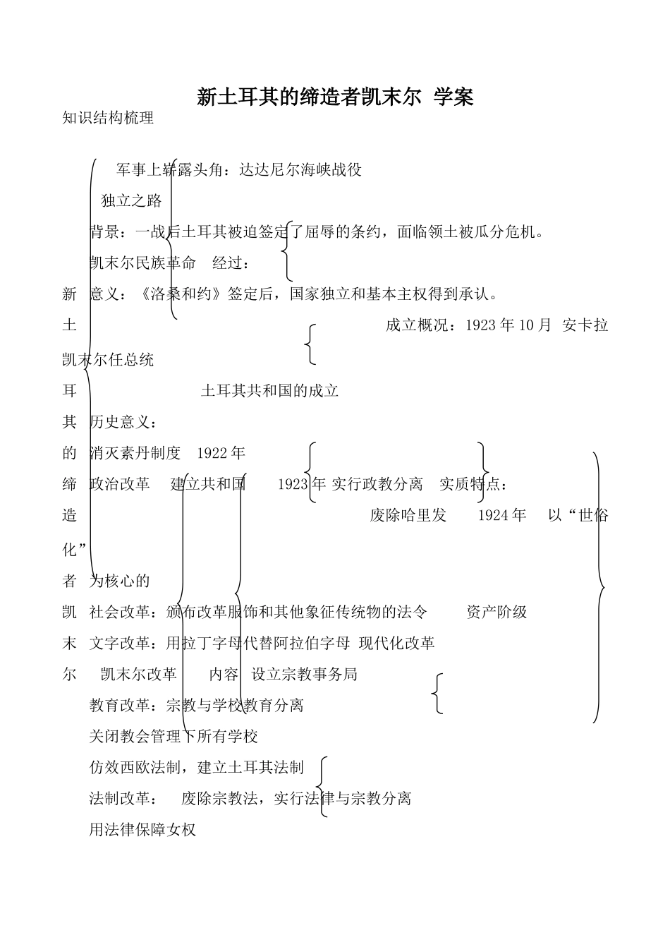 新人教版高中历史选修4新土耳其的缔造者凯末尔 学案_第1页