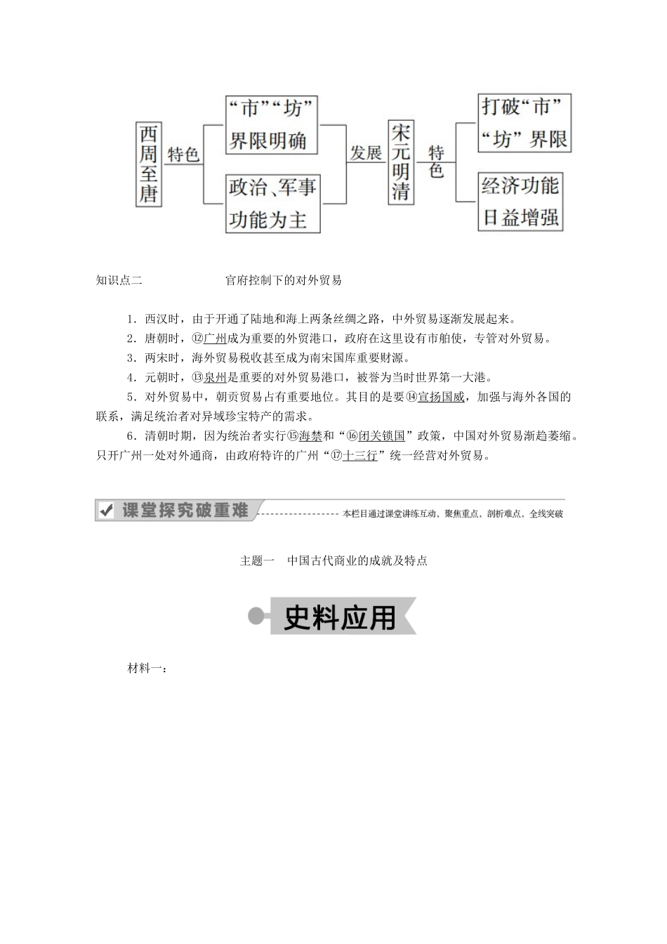 高中历史 第一单元 古代中国经济的基本结构与特点 第3课 古代商业的发展学案（含解析）新人教版必修2-新人教版高一必修2历史学案_第3页