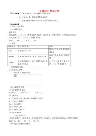 河南省新野三高高中化学 金属材料 复合材料导学案 鲁科版必修2