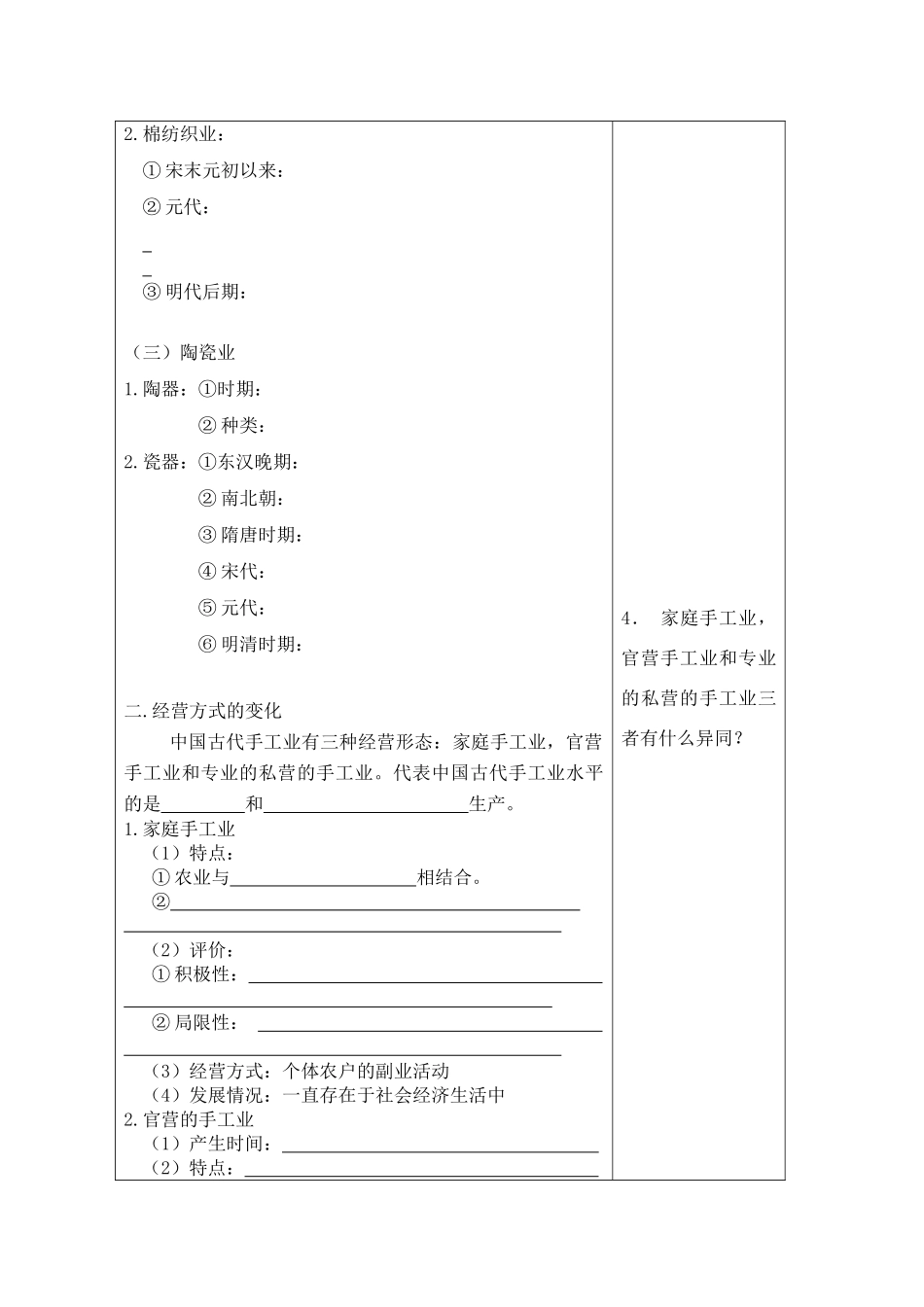 高中历史 农耕时代的手工业导学案 岳麓版必修2_第2页