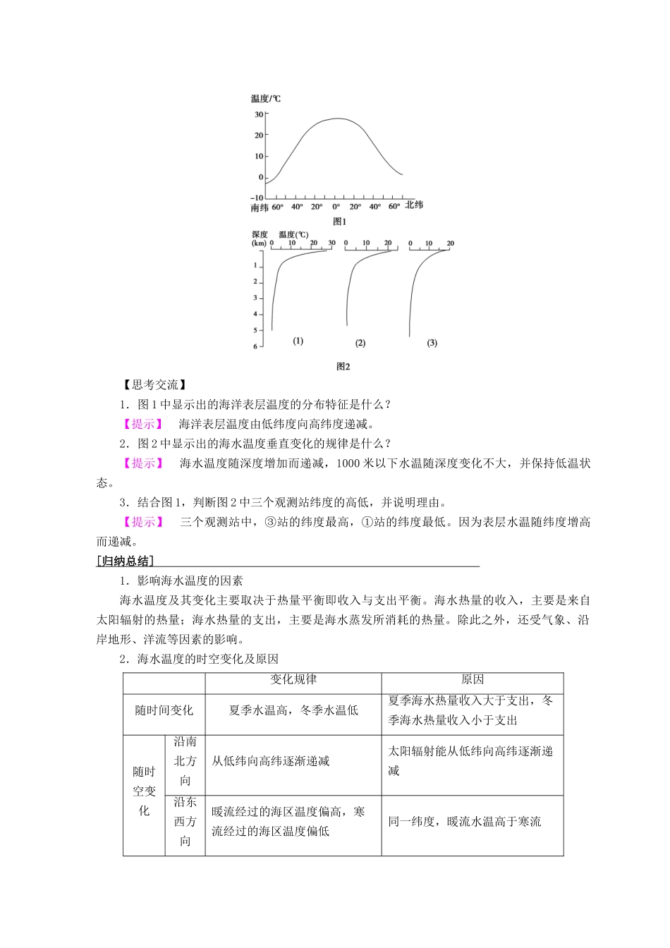高中地理 第2单元 从地球圈层看地理环境 附2 海水的性质同步学案 鲁教版必修1-鲁教版高一必修1地理学案_第3页