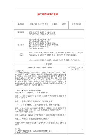 河南省新安县第一高级中学高三生物 光合作用导学案 新人教版