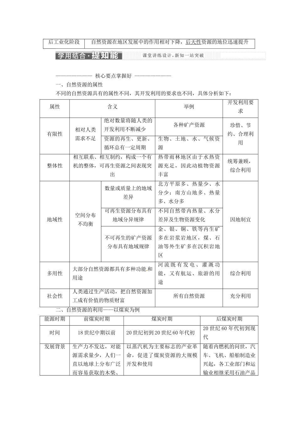 高中地理 第四章 自然环境对人类活动的影响 第三节 自然资源与人类活动学案 湘教版必修1-湘教版高一必修1地理学案_第2页