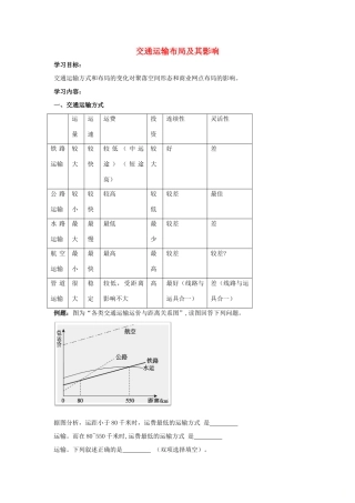 高中地理 交通运输布局及其影响学案（含解析）新人教版-新人教版高一全册地理学案