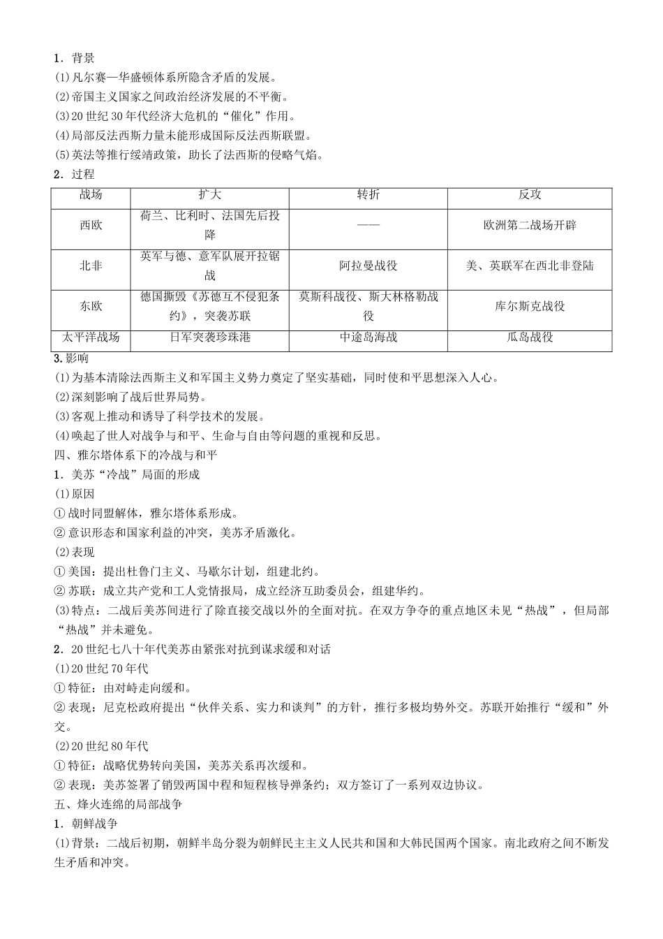 高考历史一轮复习 第15单元 选考部分 20世纪的战争与和平学案-人教版高三全册历史学案_第2页