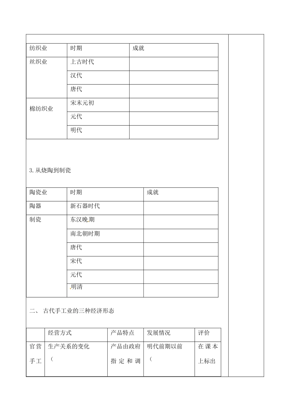 山东省泰安市肥城市第三中学高中历史 农耕时代的手工业学案 岳麓版必修3_第2页