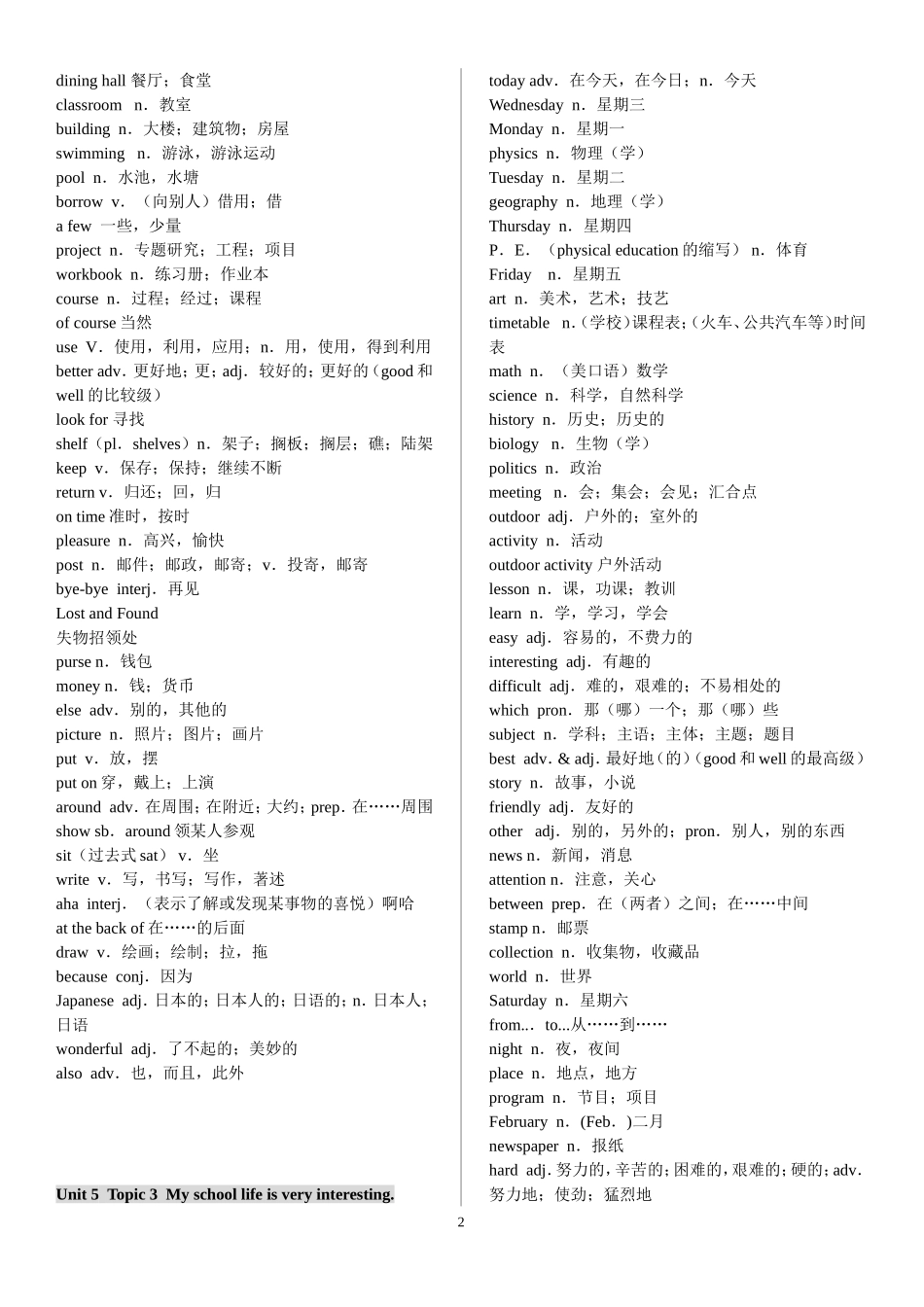 仁爱英语七年级下册单词表(中英文)_第2页
