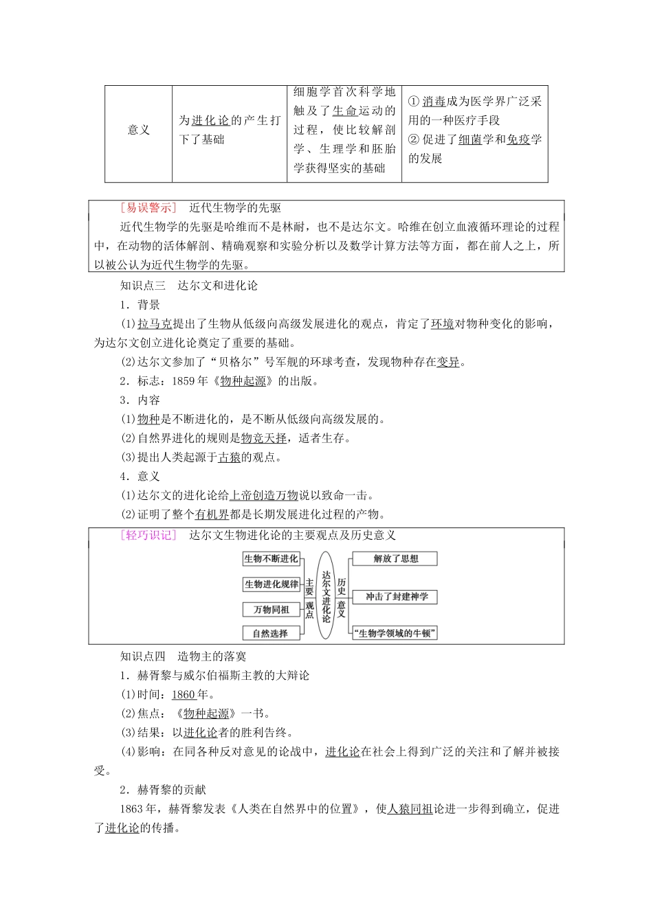 高中历史 专题7 近代以来科学技术的辉煌 2 追寻生命的起源学案 人民版必修3-人民版高二必修3历史学案_第2页