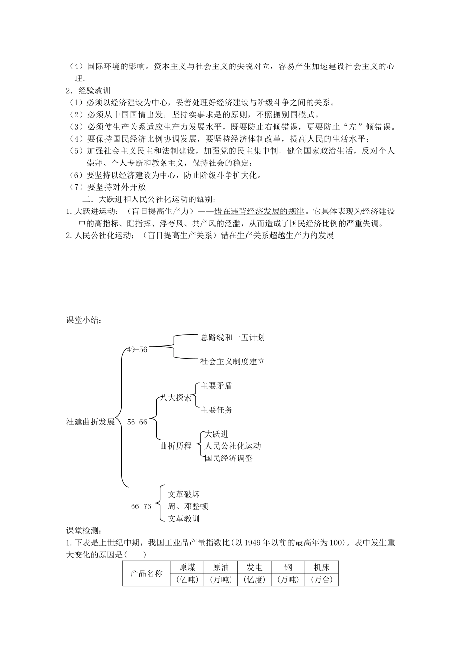 高中历史 3-1 社会主义建设在探索中曲折发展学案 人民版必修2-人民版高一必修2历史学案_第3页