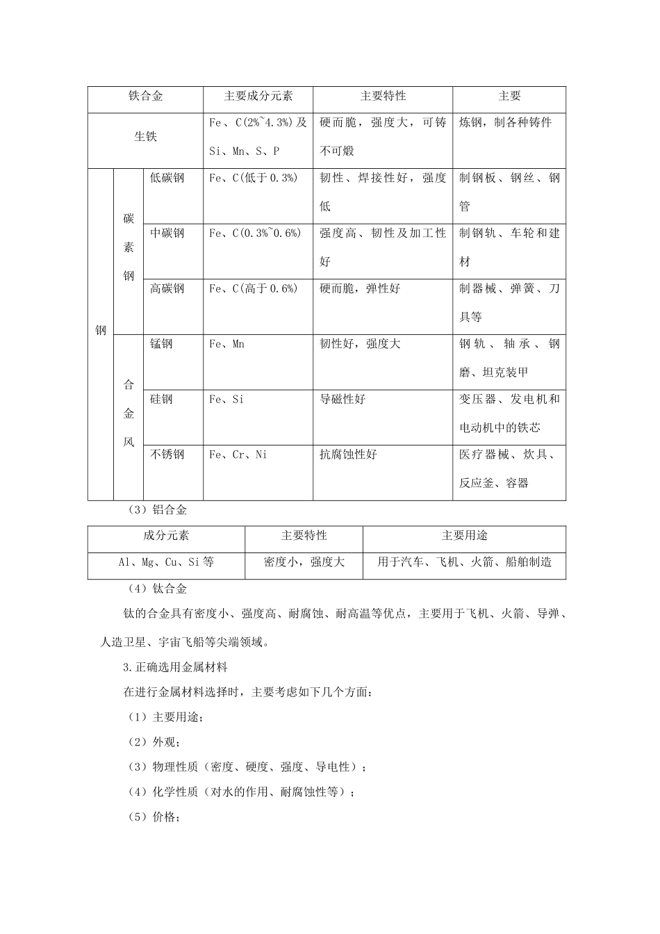 高中化学《用途广泛的金属材料》学案7 新人教版必修1_第3页