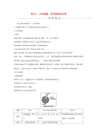 高考历史一轮复习 专题四 西方民主政治的演进 考点1 古代希腊、罗马的政治文明导学案 人民版-人民版高三全册历史学案