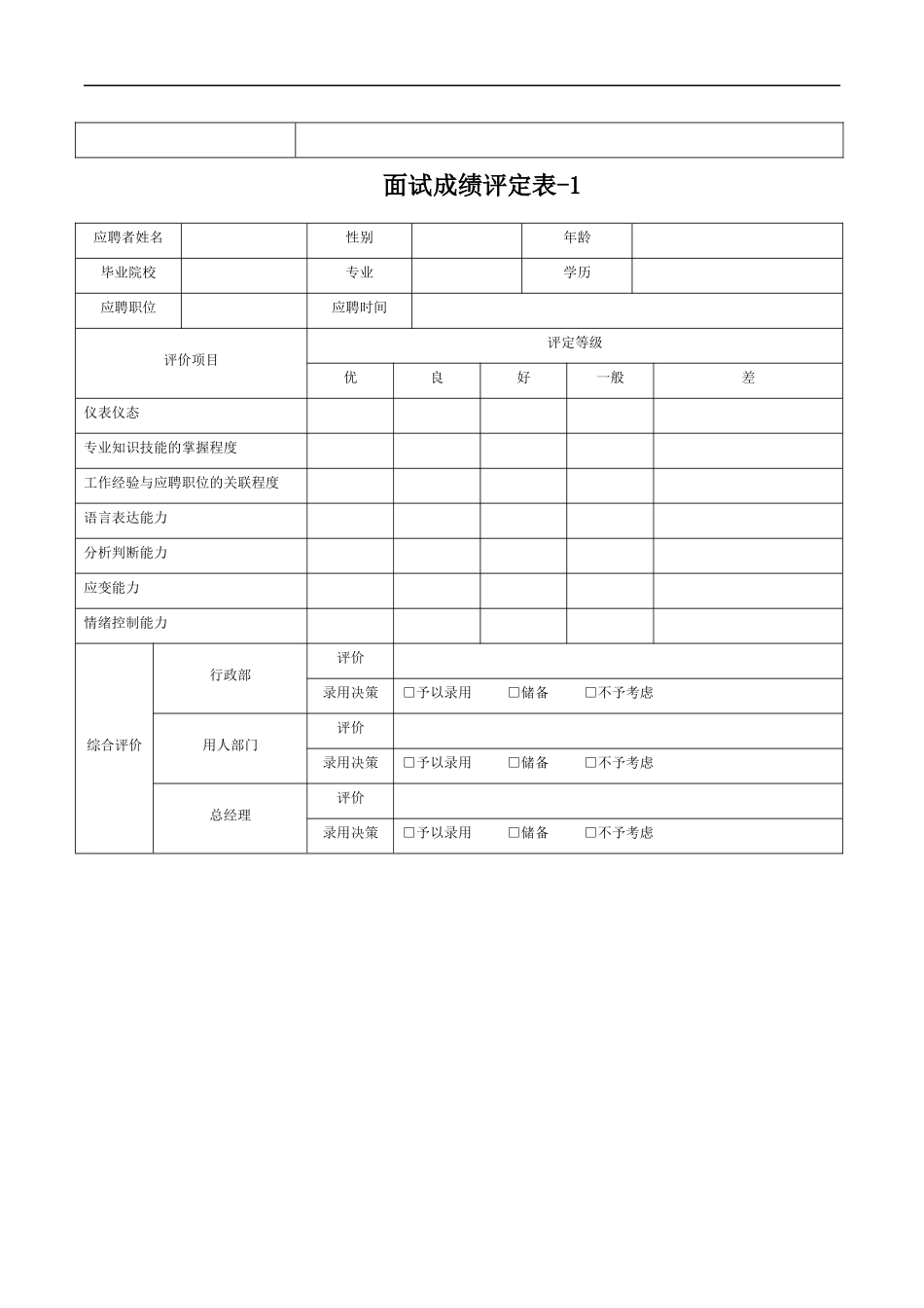 人员面试记录表_第2页