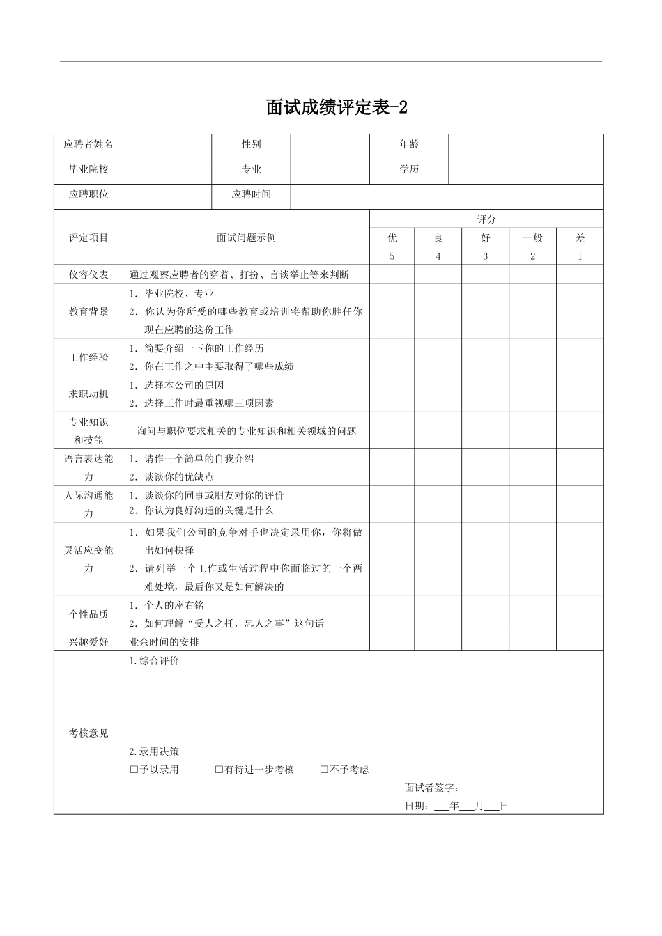 人员面试记录表_第3页