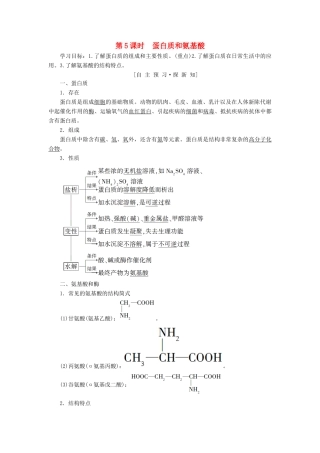 高中化学 专题3 有机化合物的获得与应用 第2单元 食品中的有机化合物 第5课时 蛋白质和氨基酸学案 苏教版必修2-苏教版高一必修2化学学案
