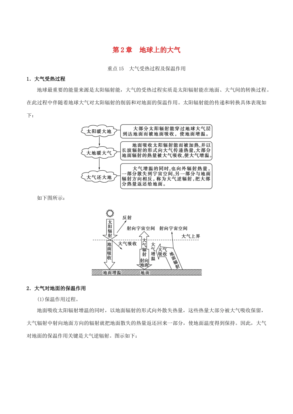高中地理 第02章 地球上的大气章末复习学案 新人教版必修1-新人教版高一必修1地理学案_第1页