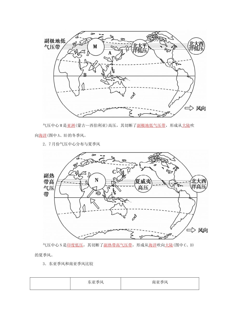 高考地理一轮复习 第一部分 自然地理 第3章 地球上的大气 8 气压带和风带学案-人教版高三全册地理学案_第3页