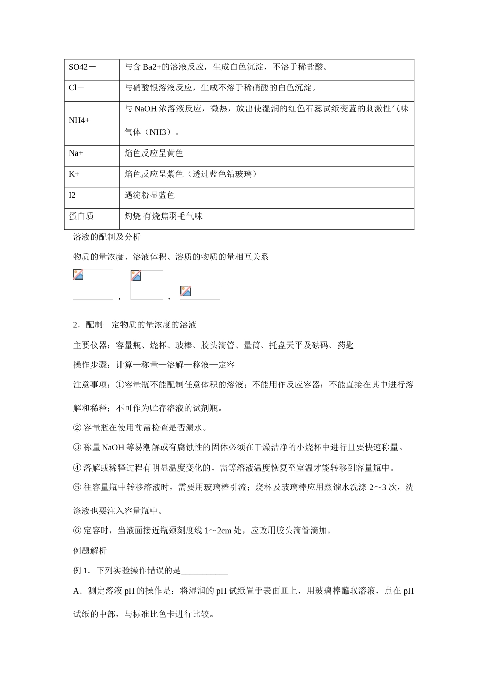 高中化学：1.2 研究物质的实验方法 学案（苏教版必修1）_第2页