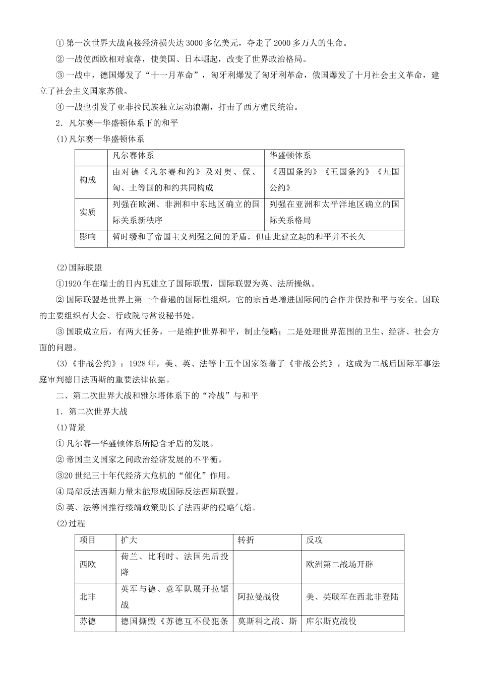 高考历史二轮复习 专题17 20世纪的战争与和平学案-人教版高三全册历史学案_第2页