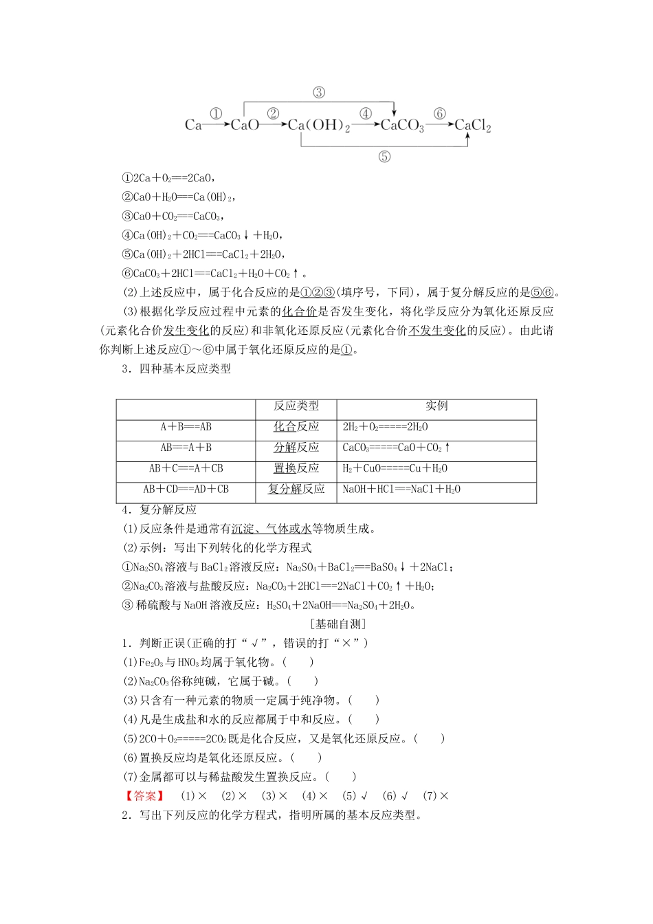 高中化学 专题1 化学家眼中的物质世界 第1单元 丰富多彩的化学物质 第1课时 物质的分类与转化学案 苏教版必修1-苏教版高一必修1化学学案_第2页