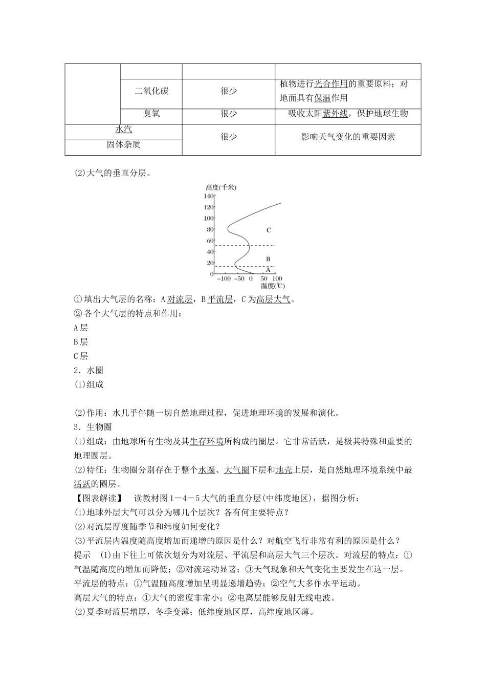 高中地理 第一章 宇宙中的地球 1-4 地球的圈层结构学案 中图版必修1-中图版高一必修1地理学案_第2页