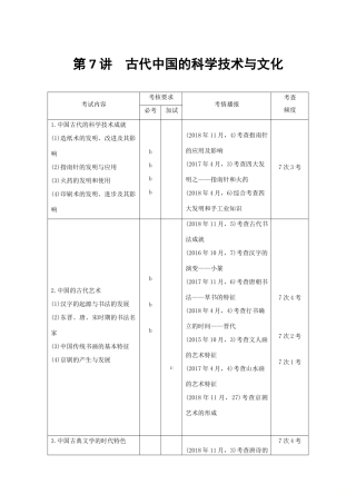 高考历史总复习 专题三 中国传统文化主流思想的演变和古代中国的科技与文化 第7讲 古代中国的科学技术与文化学案-人教版高三全册历史学案