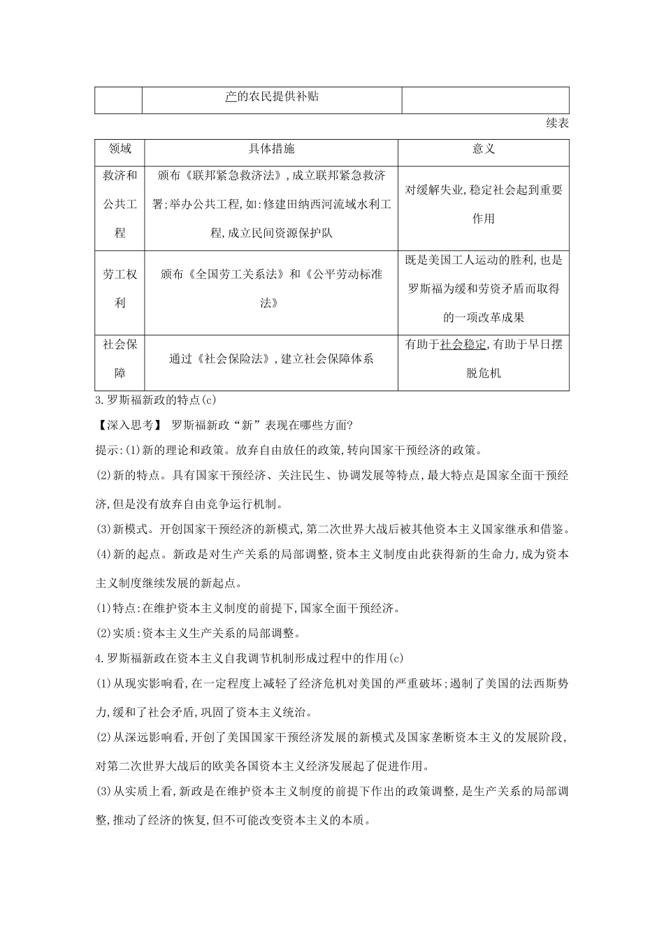 高考历史一轮复习 专题十 罗斯福新政与当代资本主义及苏联社会主义建设的经验与教训 考点1 罗斯福新政与当代资本主义导学案 人民版-人民版高三全册历史学案_第2页