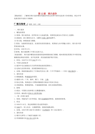 高中历史 第四单元 第12课 鸦片战争学案 岳麓版必修1-岳麓版高一必修1历史学案