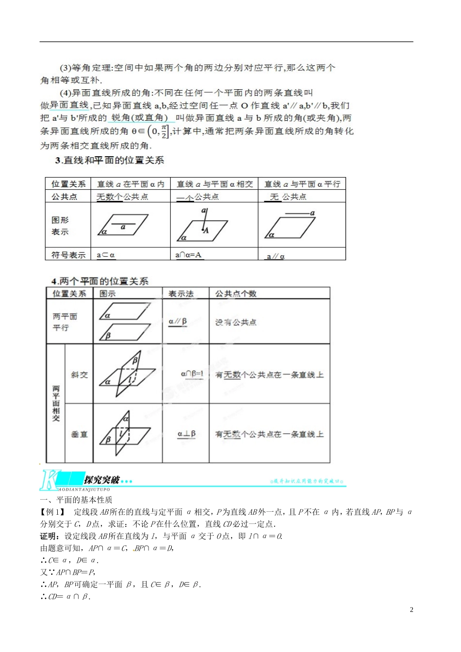 河北省抚宁县第六中学高三数学总复习 8.3空间点、直线、平面之间的位置关系_第2页