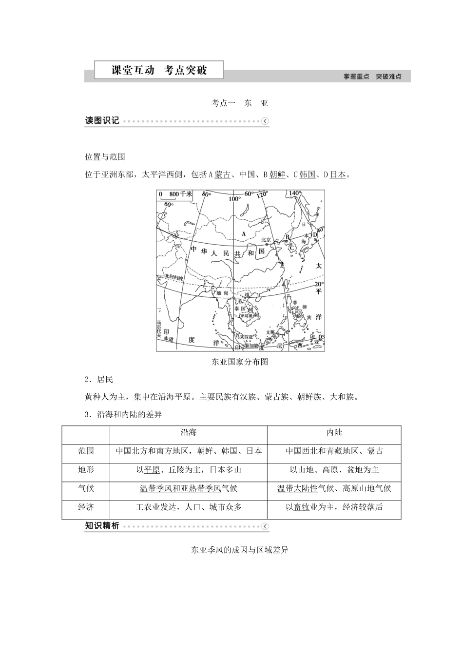 优化方案（新课标）高考地理二轮复习 第二部分 世界地理 第二单元 世界地理分区和主要国家（第2课时）东亚和日本学案-人教版高三全册地理学案_第2页