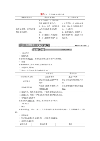 高中地理 第四章 地表形态的塑造 第八节 营造地表形态的力量学案 新人教版必修1-新人教版高一必修1地理学案