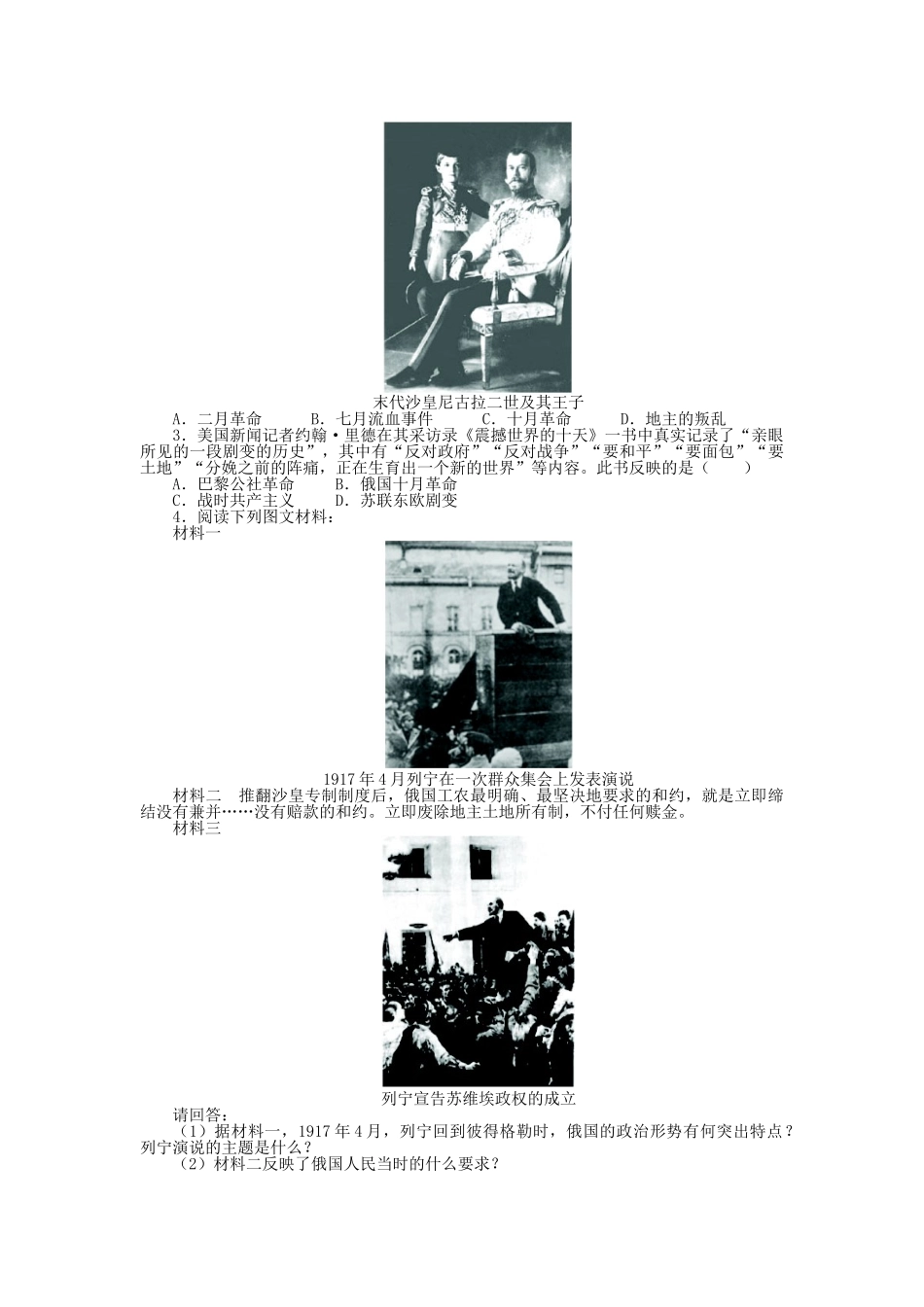 高中历史 专题五 无产阶级革命家 三 俄国无产阶级革命的导师——列宁（一）学案2 人民版选修4-人民版高二选修4历史学案_第2页