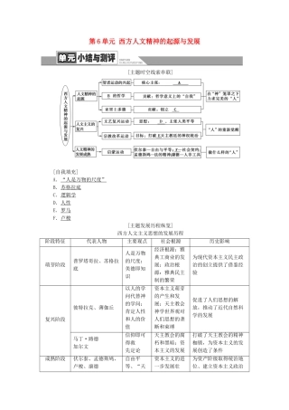 高中历史 第6单元 西方人文精神的起源与发展单元小结与测评学案 北师大版必修3-北师大版高二必修3历史学案