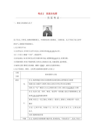 高考历史一轮复习 专题十四 古代中外杰出的政治家与思想家 考点2 东西方先哲导学案 人民版-人民版高三全册历史学案