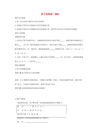 高中化学 1.1.1《原子结构》学案 新人教版选修3