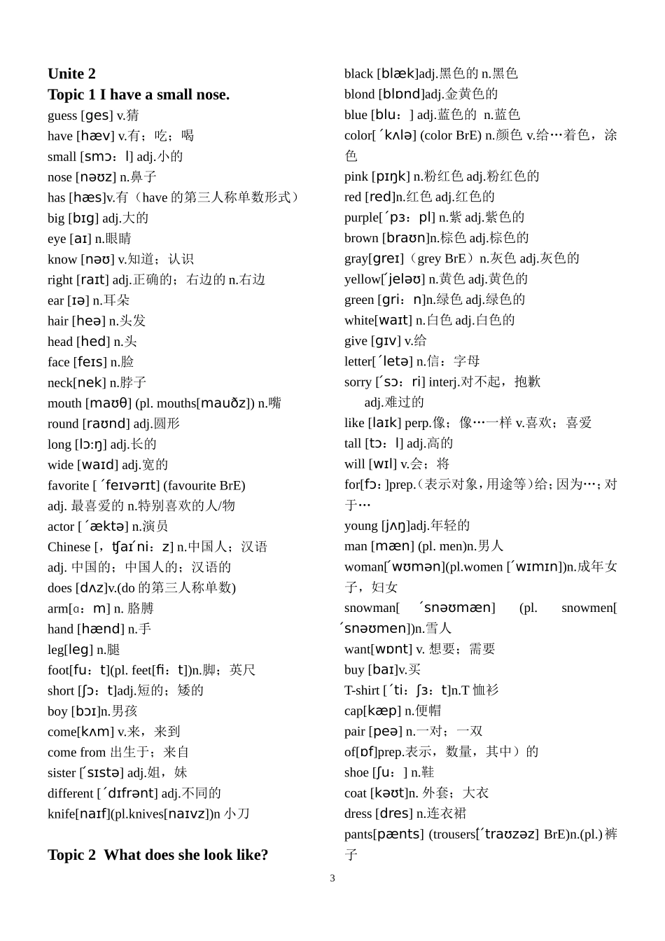 仁爱版(2017)英语七年级上册单词表带音标_第3页