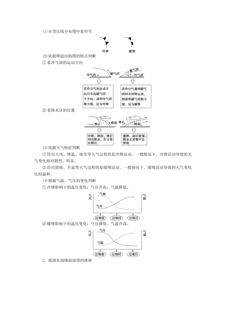 优化方案（福建专用）高考地理总复习 第二章 第7讲 常见天气系统学案-人教版高三全册地理学案_第2页