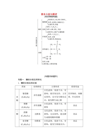 高中化学 第一章 关注营养平衡 章末小结与测评学案 新人教版选修1-新人教版高中选修1化学学案
